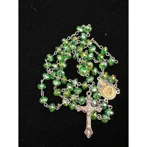 Beautiful green faceted crystal rosary